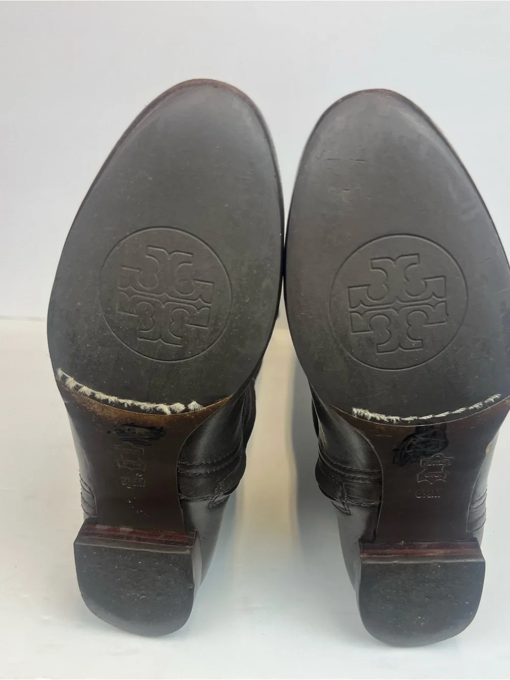 Tory Burch Dark Brown Leather Knee-High Boots with Gold Accents 6.5 M